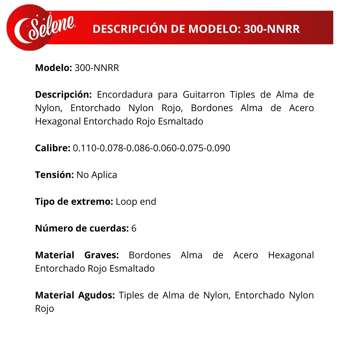 Cuerdas Para Guitarrón Folk Mex Mariachi Selene 300-NNRR