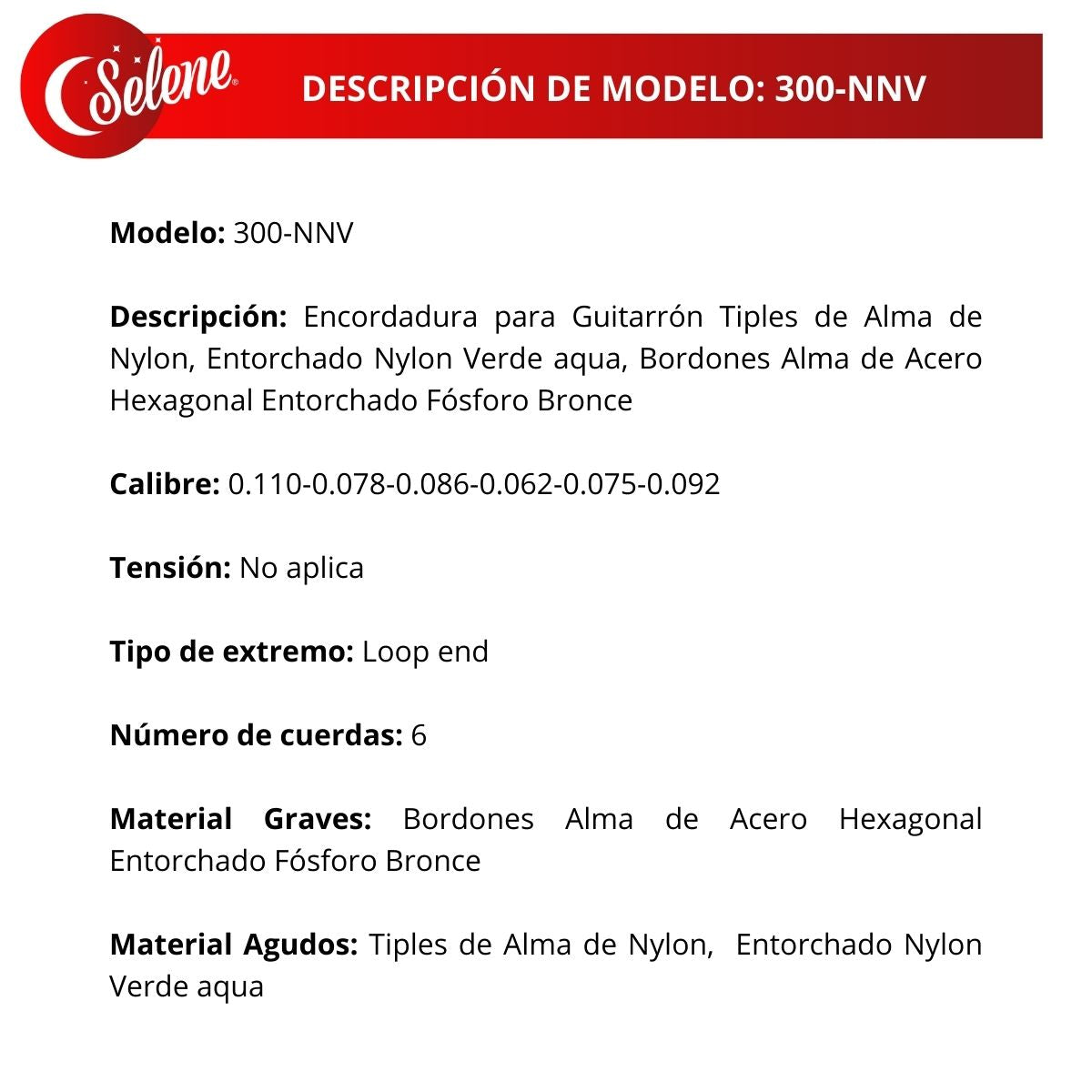 Cuerdas Para Guitarrón Folk Mex Mariachi Fosforo Bronce Selene 300-NNV