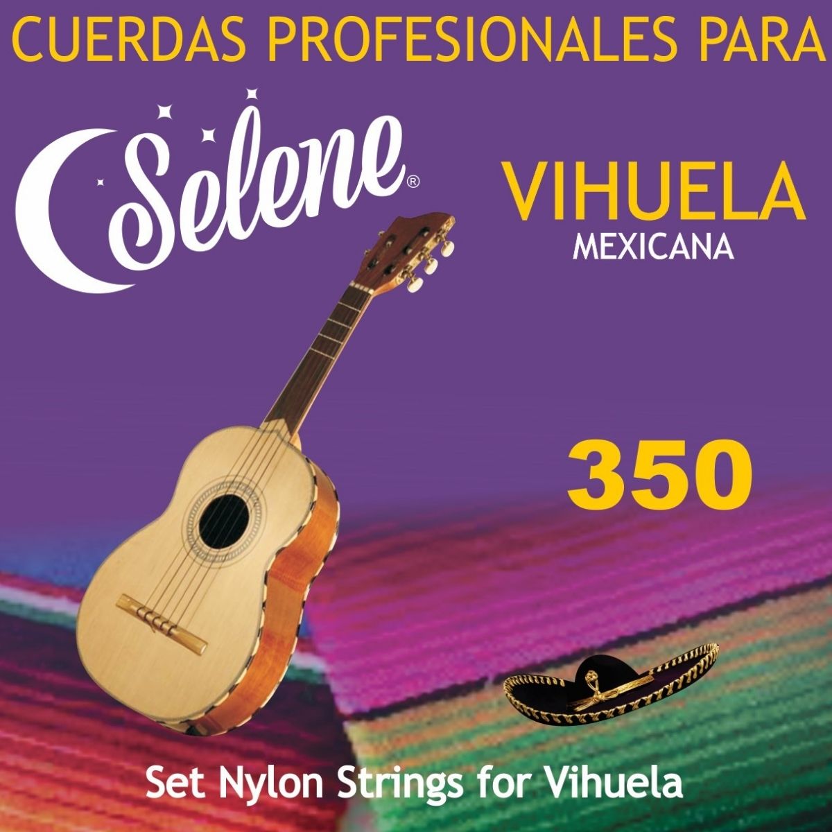 Cuerdas Para Vihuela Selene 350-D Nylon Ámbar