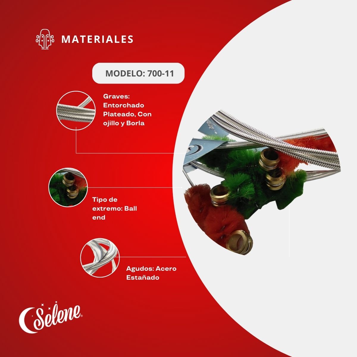 Cuerdas Para Guitarra Electroacústica Selene 700.11