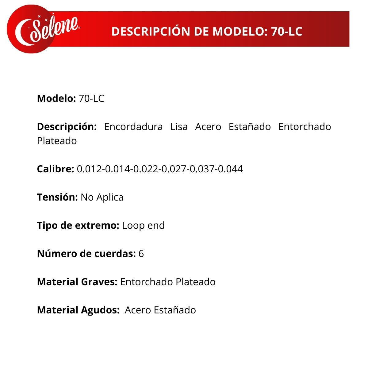 Cuerdas Para Laúd Selene 70-LC Entorchado Plateado