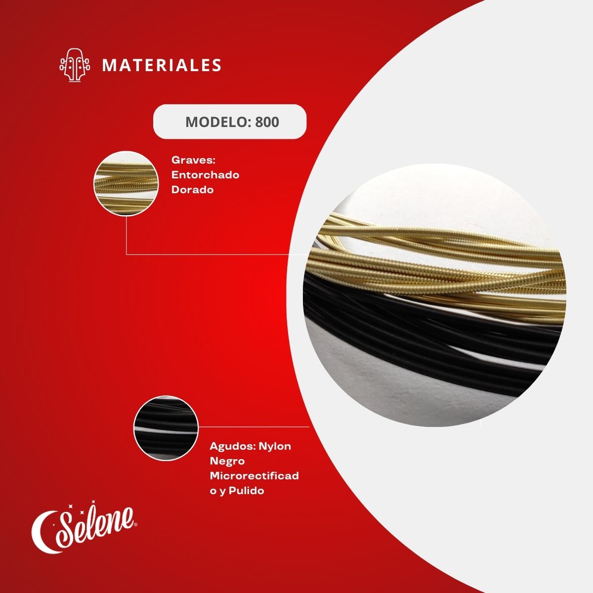 Cuerdas Para Guitarra Clásica Nylon Negro Selene 800