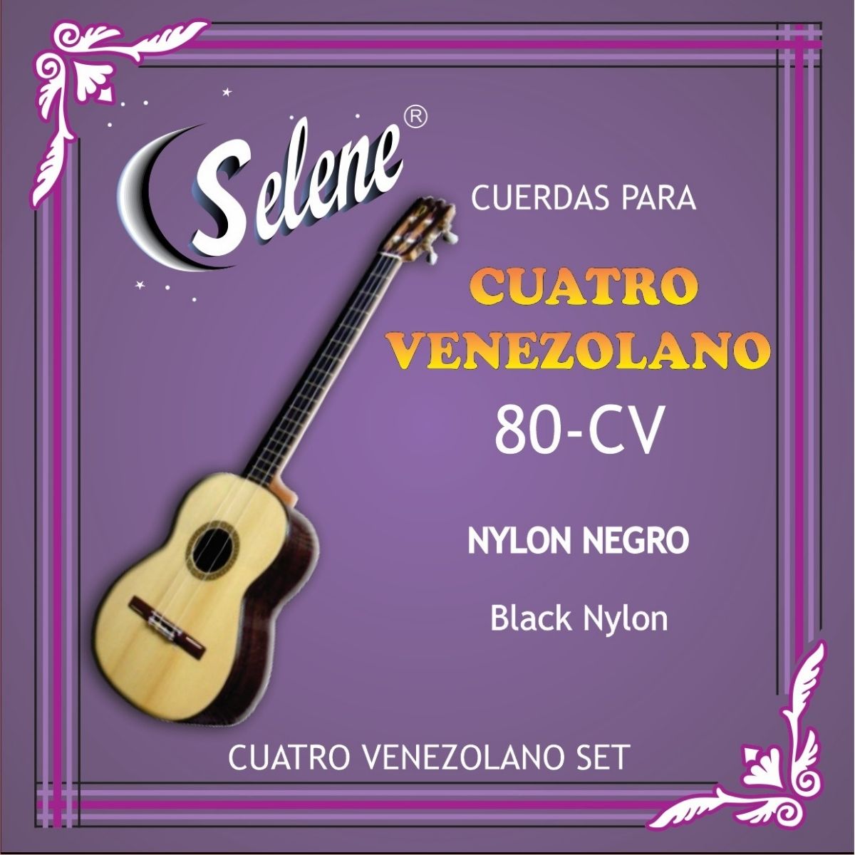 Cuerdas Para Cuatro Venezolano Selene 80-CV Nylon Negro