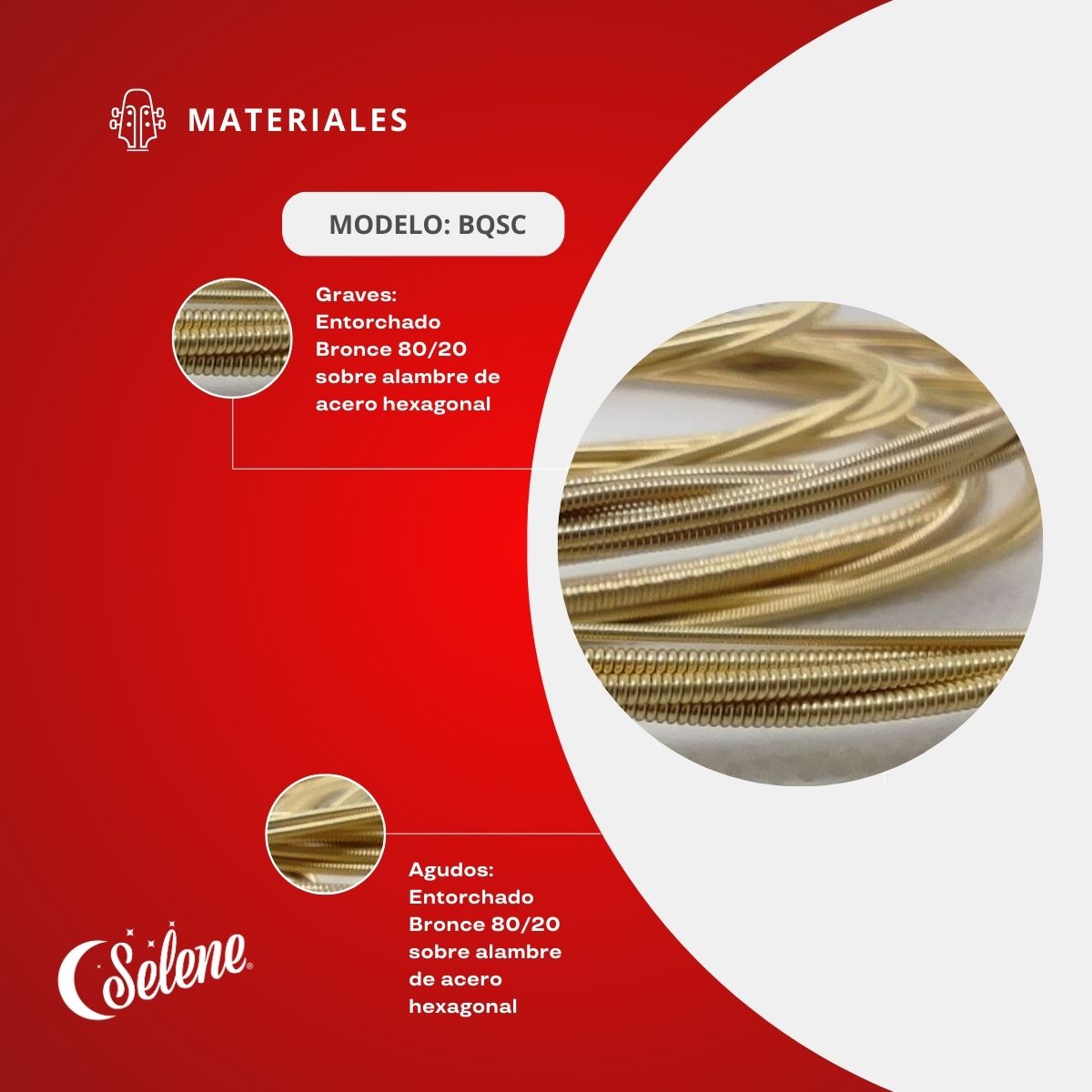 Cuerdas Para Bajo Quinto Selene BQSC Entorchado Bronce 80/20
