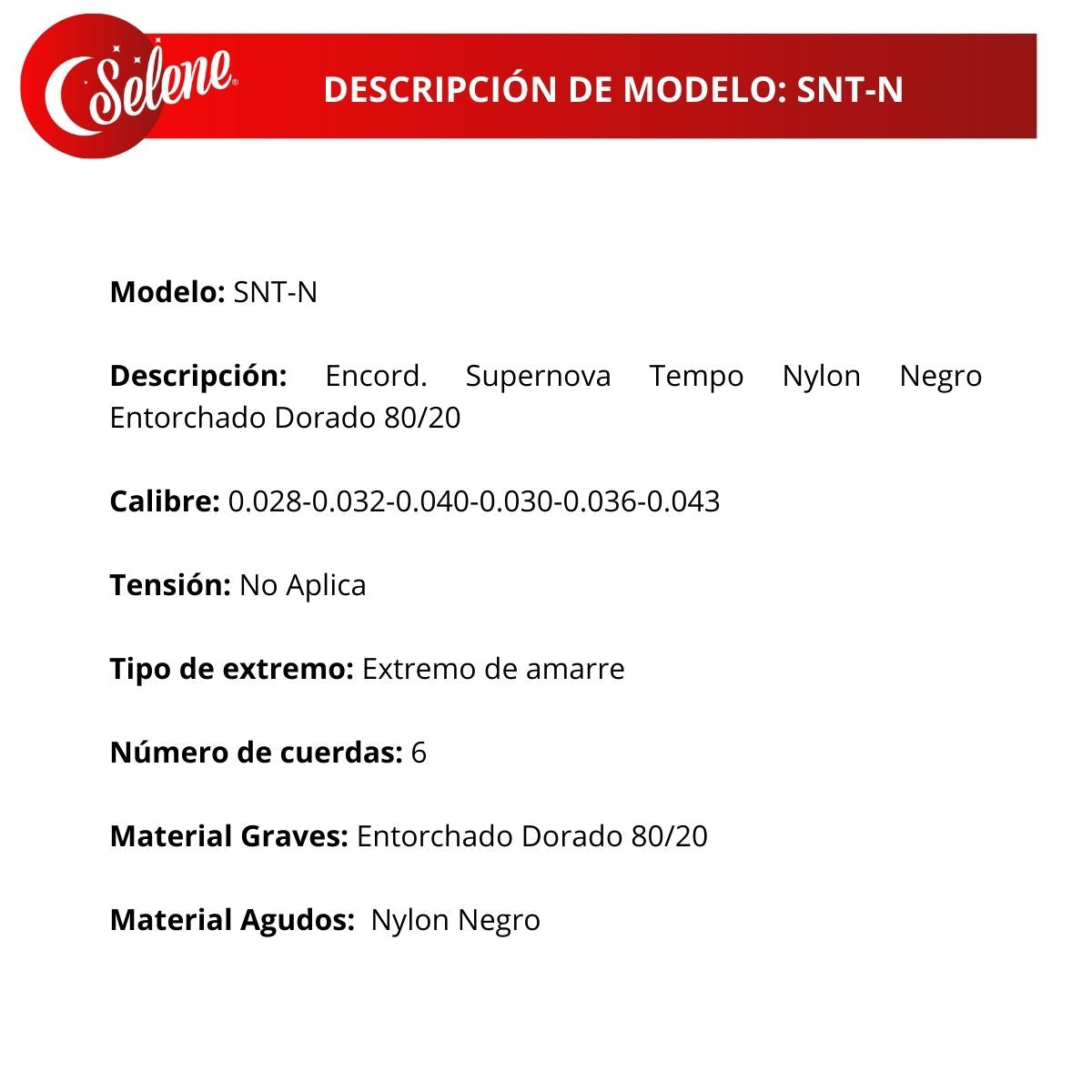 Cuerdas Para Guitarra Tipo Estudio Supernova SNT-N Nylon Negro