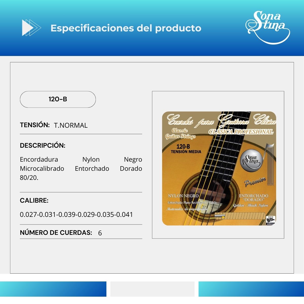 Premier Flatwound 120-B Tensión Normal Cuerdas Para Guitarra Clásica