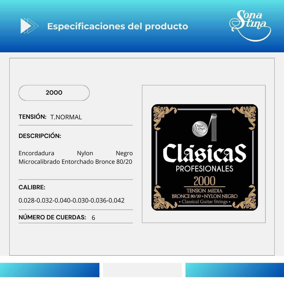 Premier Bronce 80/20 2000 Tensión Normal Cuerdas Para Guitarra Clásica