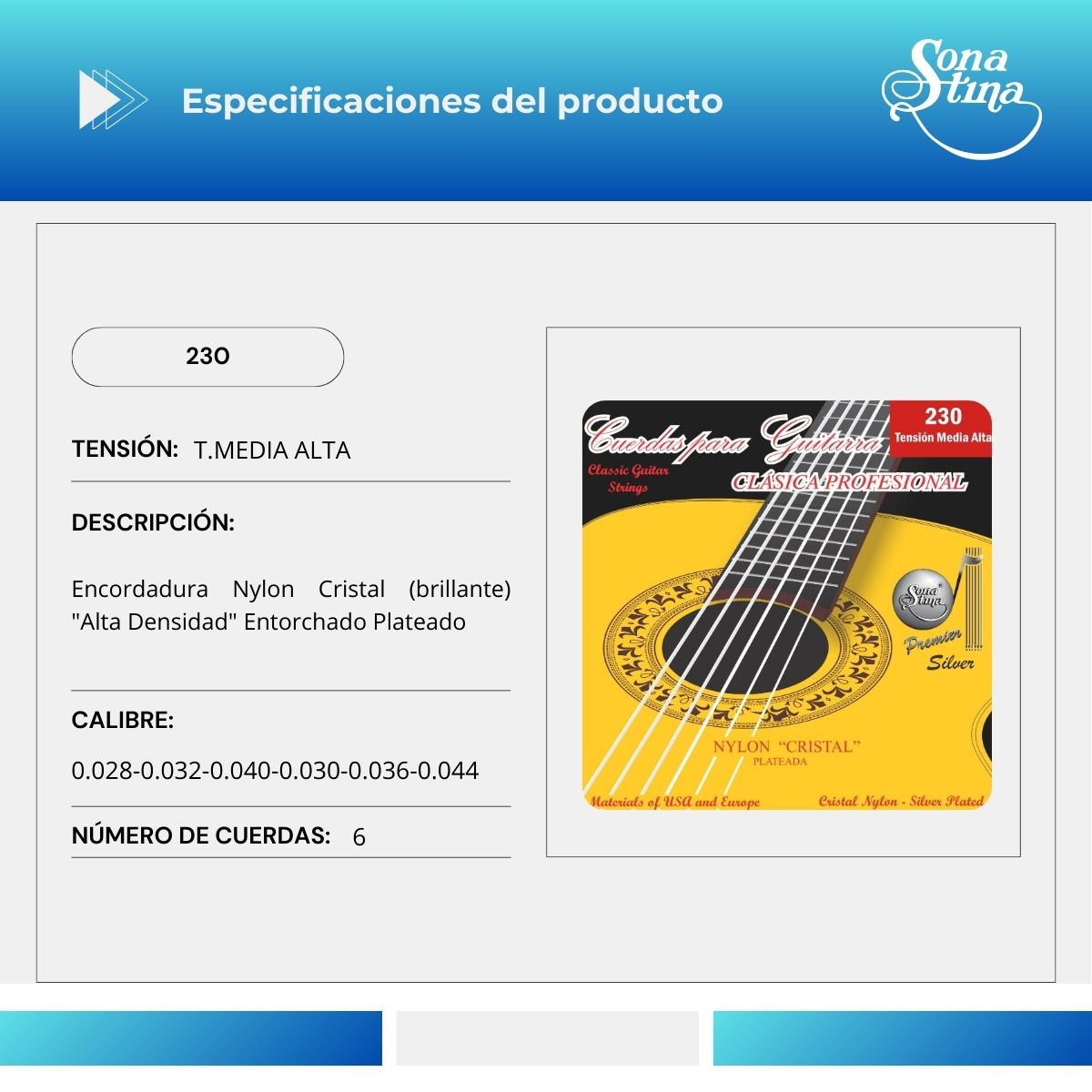 Premier 230 Tensión Media Alta Cuerdas Para Guitarra Clásica