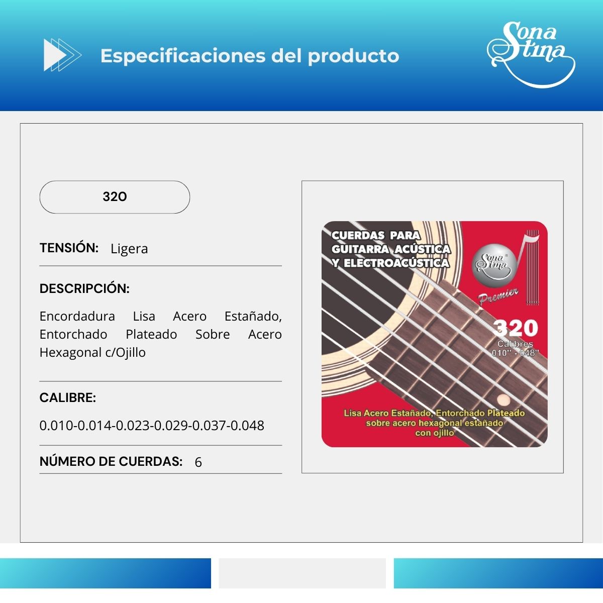 Premier Con Ojillo 320 Tensión Ligera Cuerdas Para Guitarra Clásica