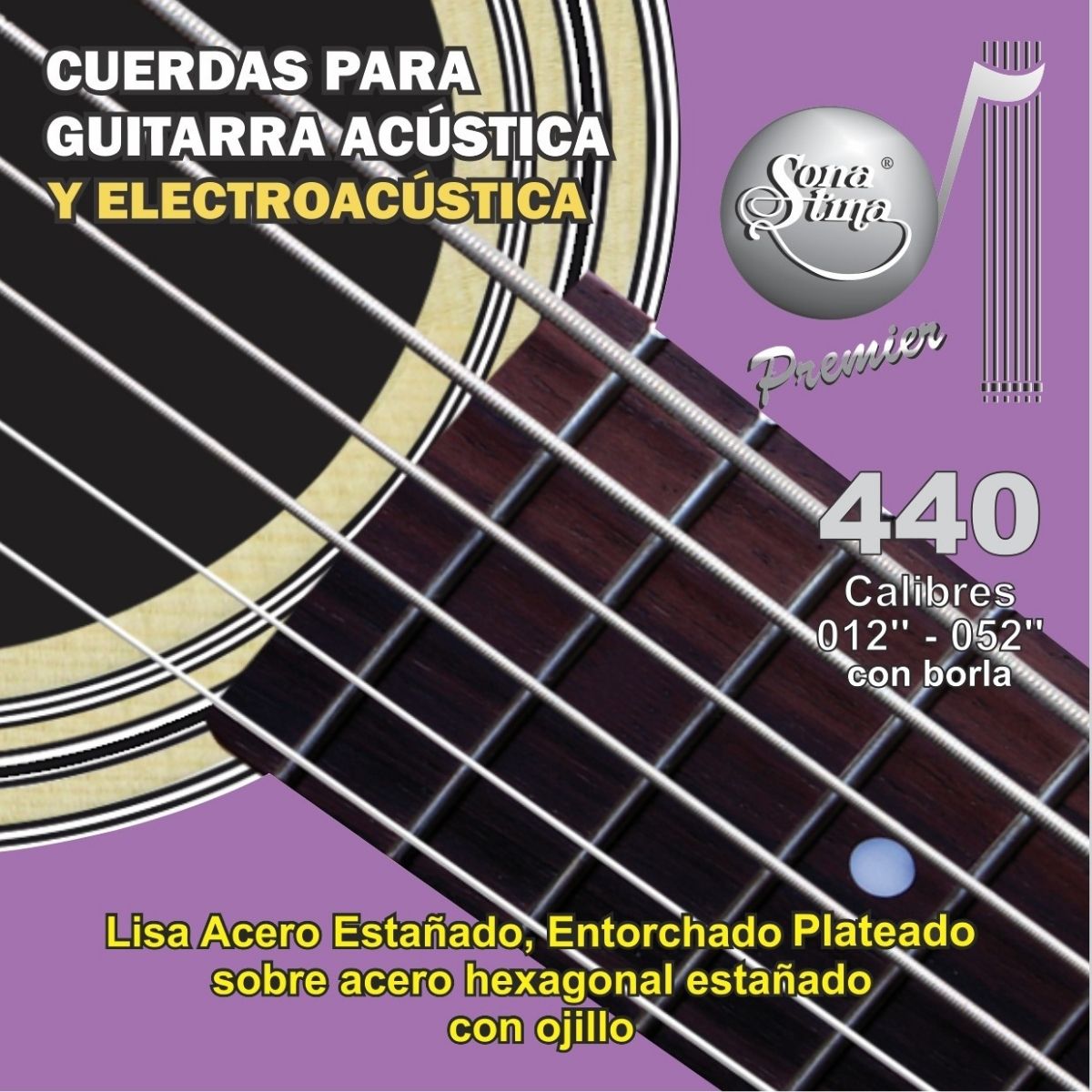 Premier Con Borla 440 Tensión Media Cuerdas Para Guitarra Electroacústica