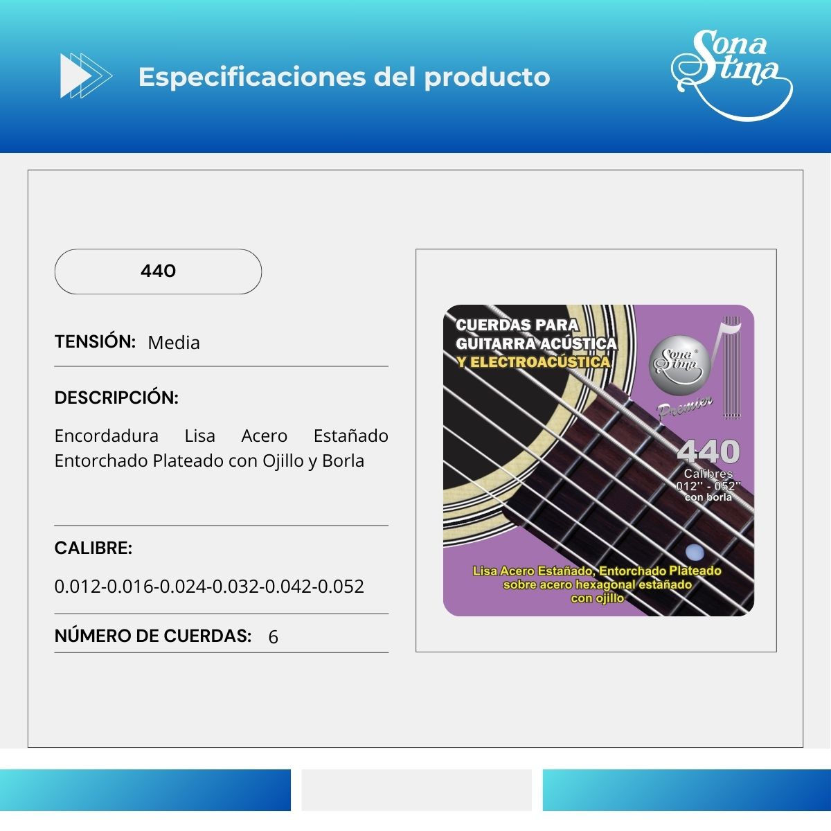 Premier Con Borla 440 Tensión Media Cuerdas Para Guitarra Electroacústica