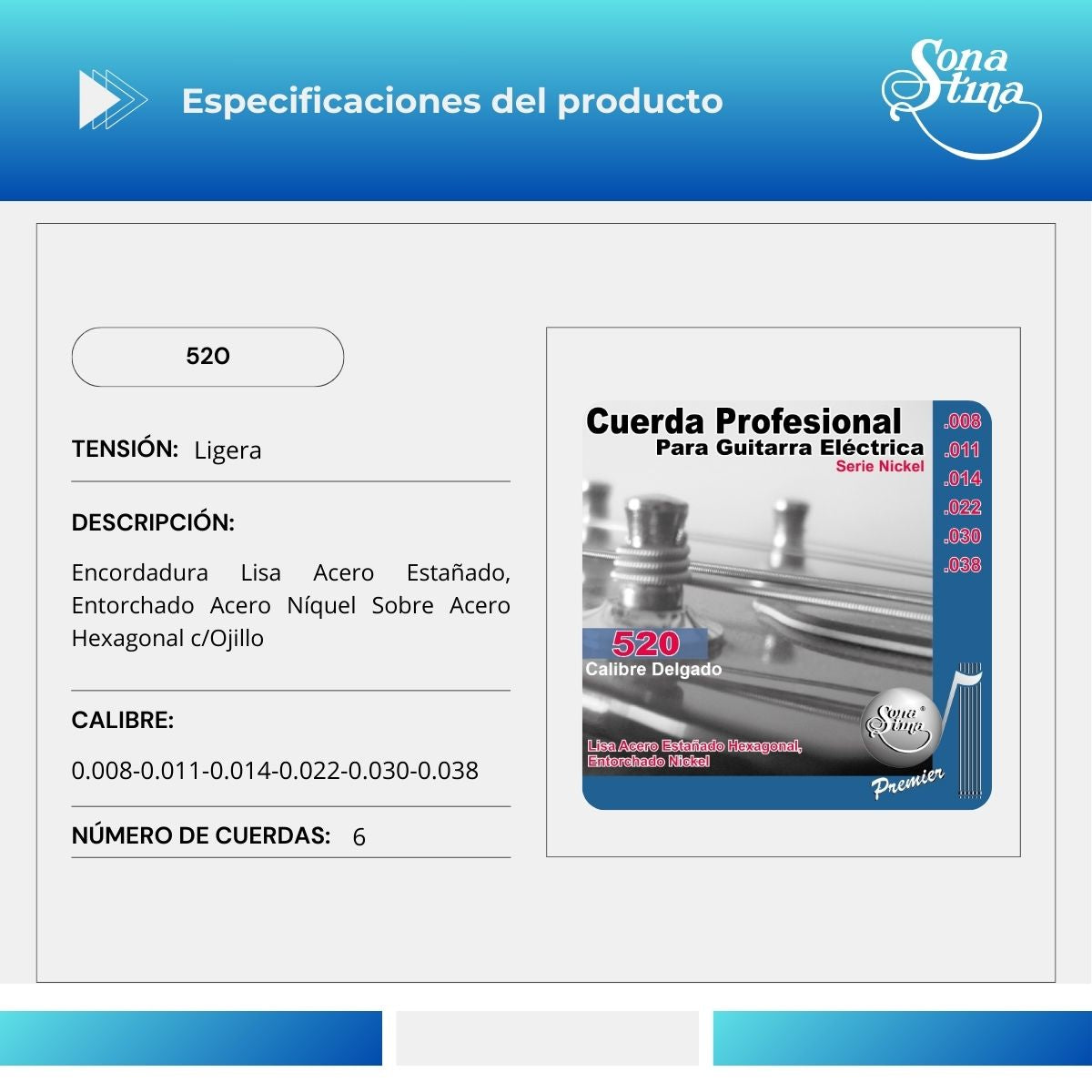 Premier Niquel 08-38 Cuerdas Para Guitarra Eléctrica 520