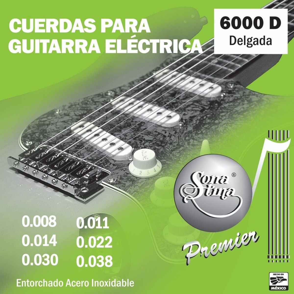 Premier Acero Inoxidable 08-38 Cuerdas Para Guitarra Eléctrica 6000-D