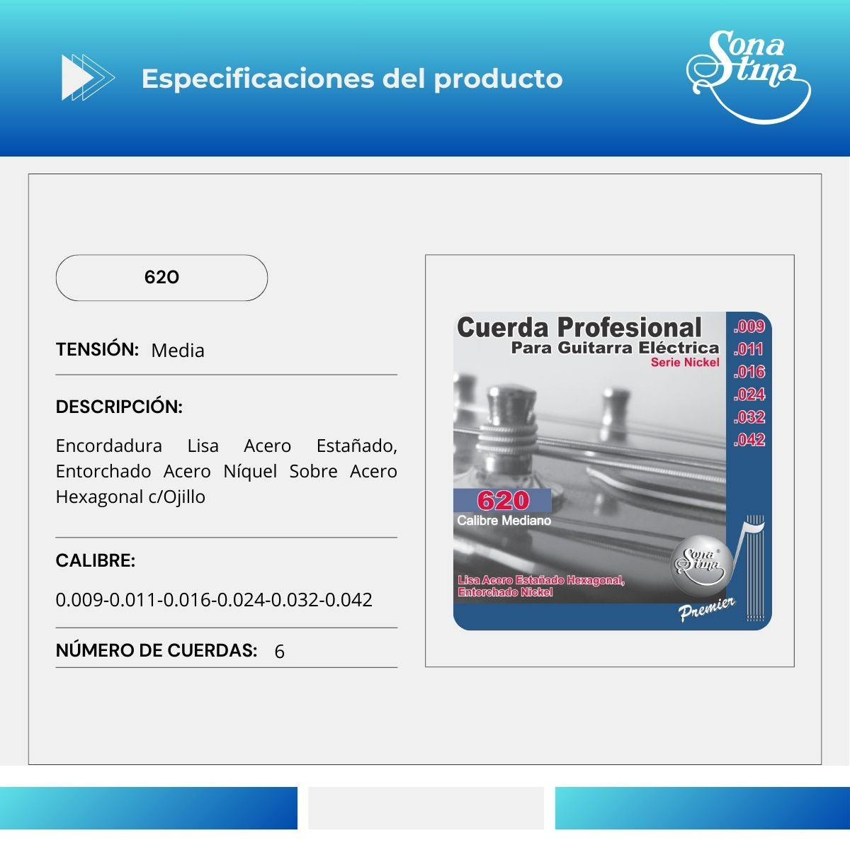 Premier Níquel 09-42 Cuerdas Para Guitarra Eléctrica 620