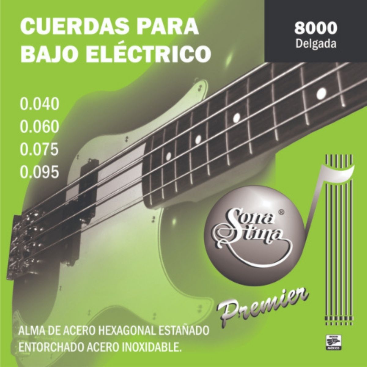 Cuerdas Para Bajo Eléctrico Premier 8000 Acero Inoxidable 40-95