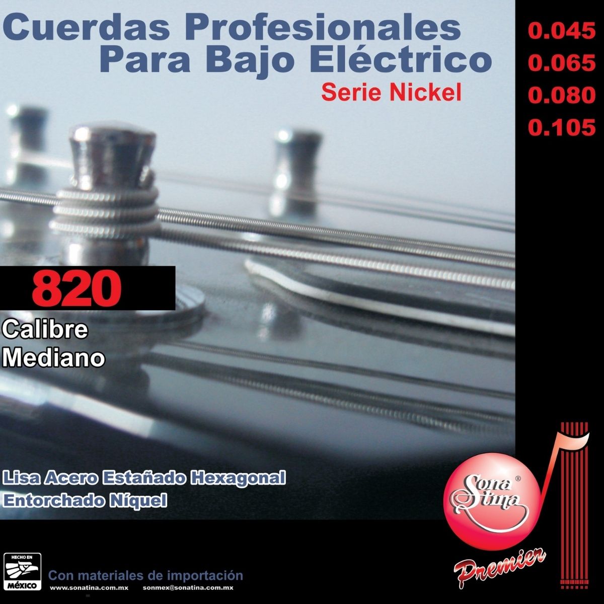 Cuerdas Para Bajo Eléctrico Premier 820 Acero Níquel 45-105