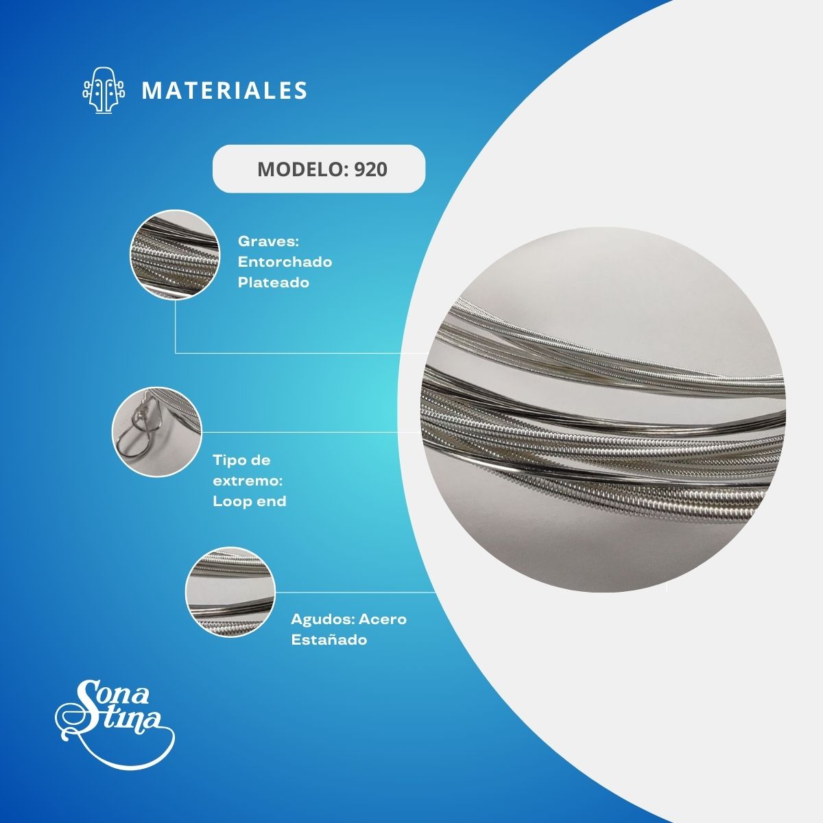 Cuerdas Para Mandolina Sonatina 920 Entorchado Plateado