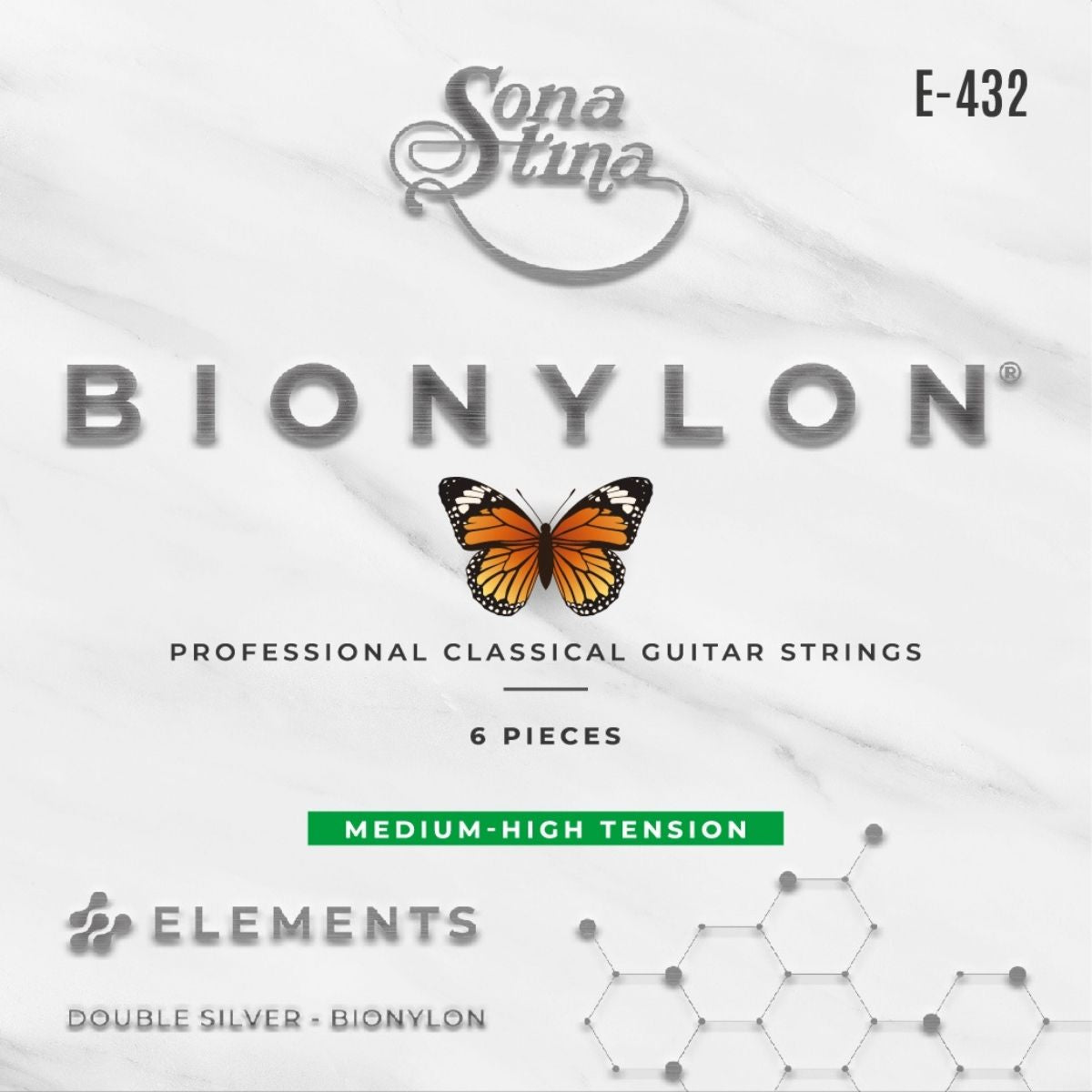 Elements Bionylon E-432 Tensión Media Cuerdas Para Guitarra Clásica