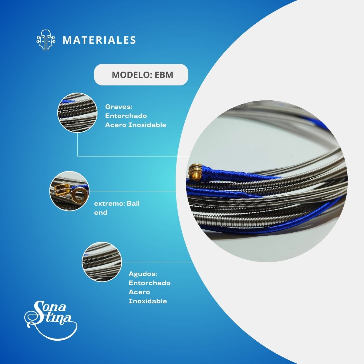 Cuerdas Para Bajo Eléctrico Premier EBM Acero Inoxidable 45-105