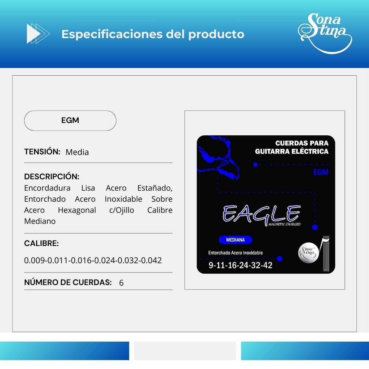 Premier Acero Inoxidable 09-42 Cuerdas Para Guitarra Eléctrica EGM