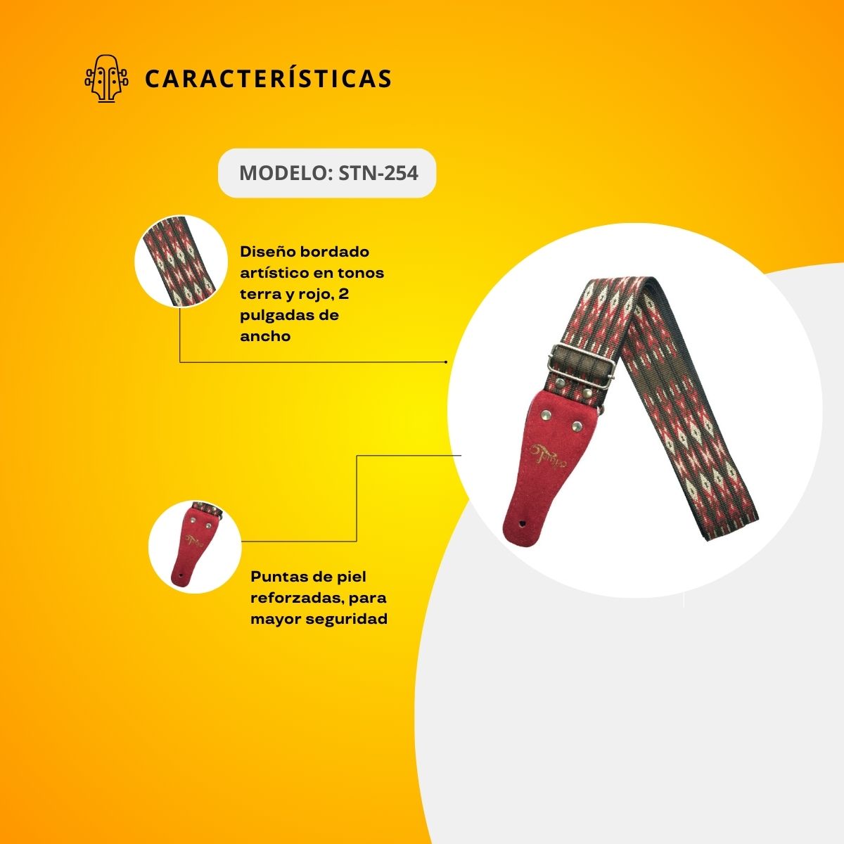 Strap Tempo Bordado Gurú Terra Rojo STN-254