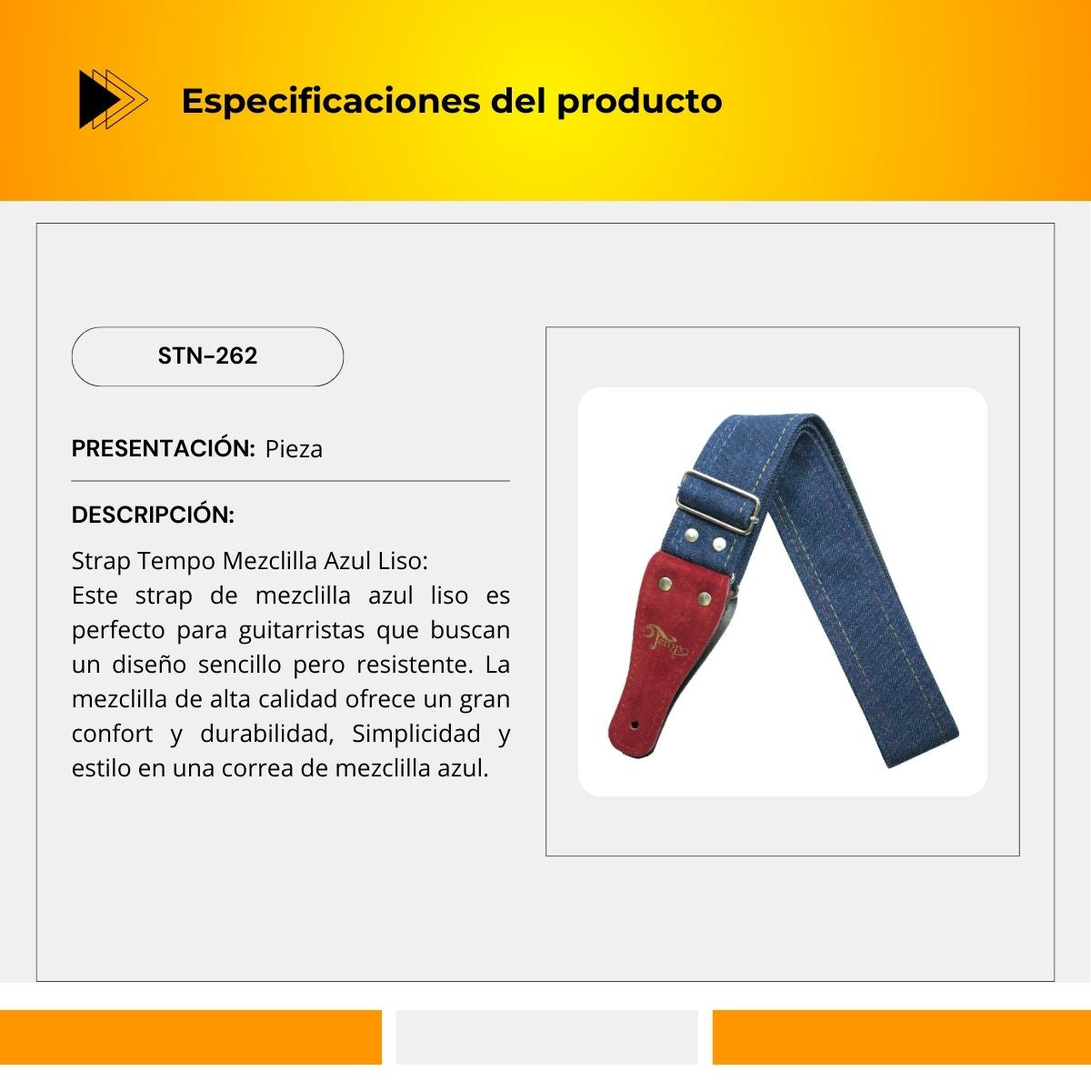 Strap Tempo Mezclilla Azul Liso STN-262