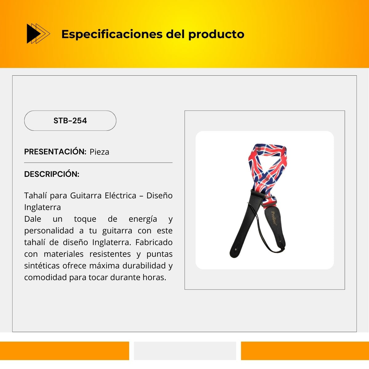 Tahalí Para Guitarra Diseño Inglaterra STB-254