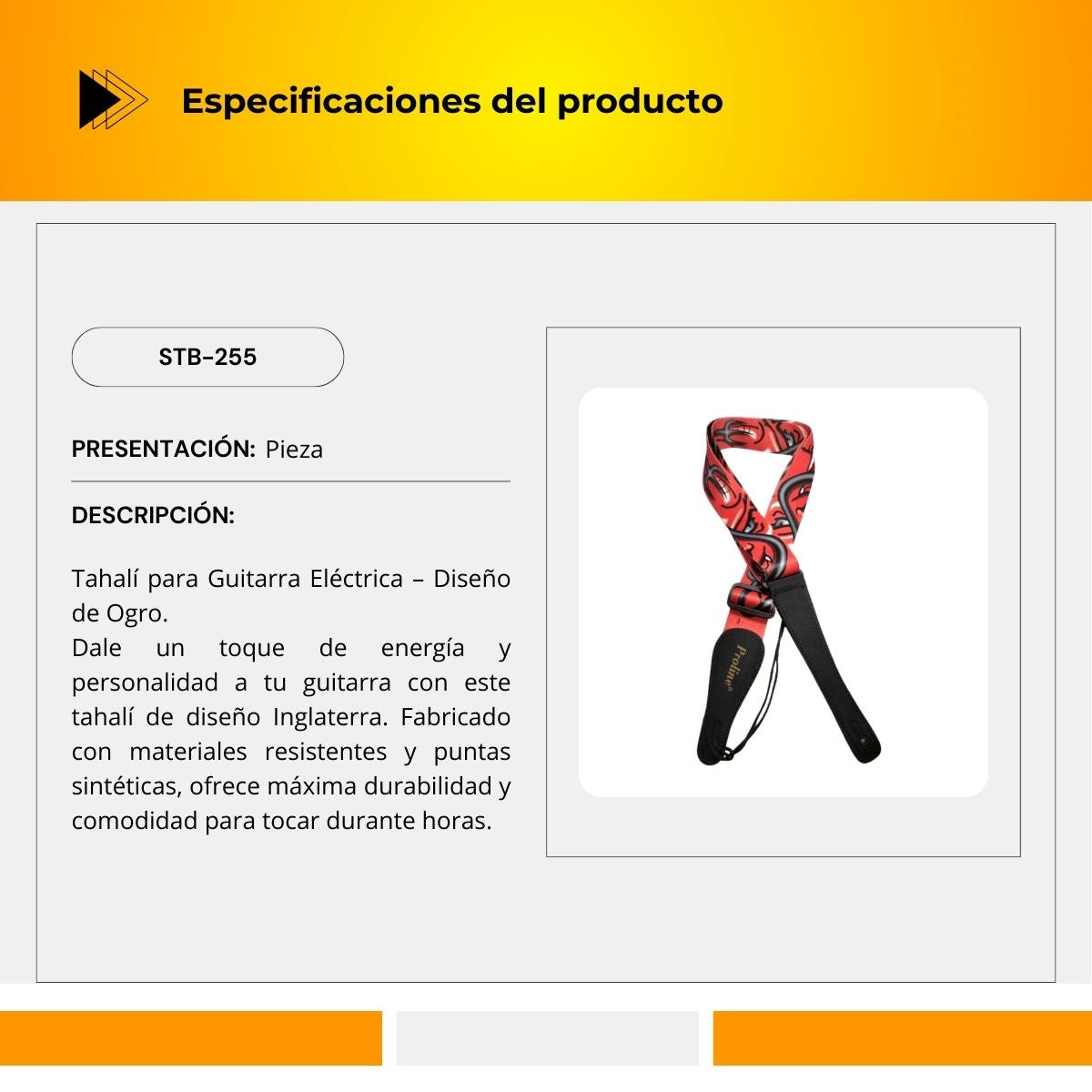 Tahalí Para Guitarra Diseño de Ogro STB-255