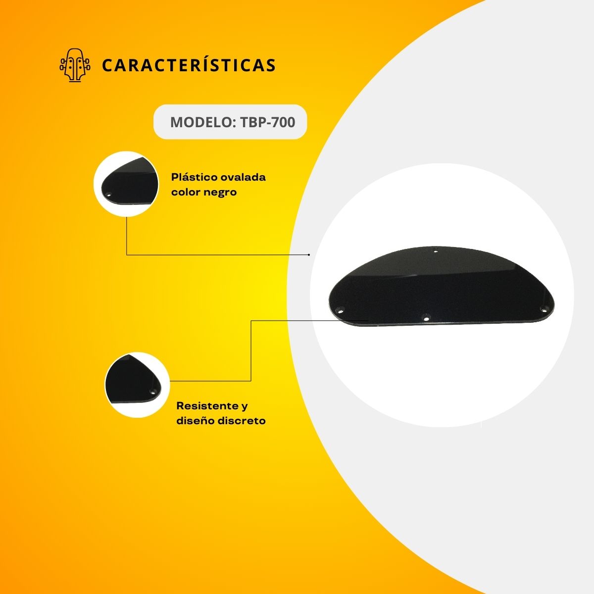 Tapa Ovalada De Plástico Para Guitarra Eléctrica TBP-700