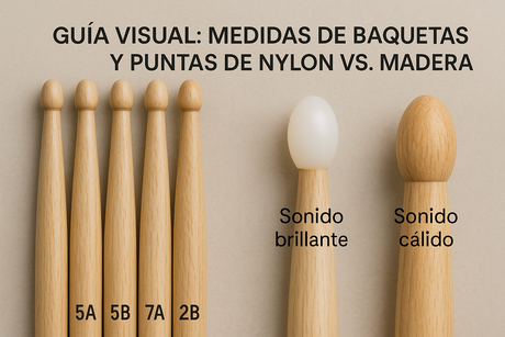 Diferencias entre las Medidas de Baquetas y las Puntas de Nylon y Madera