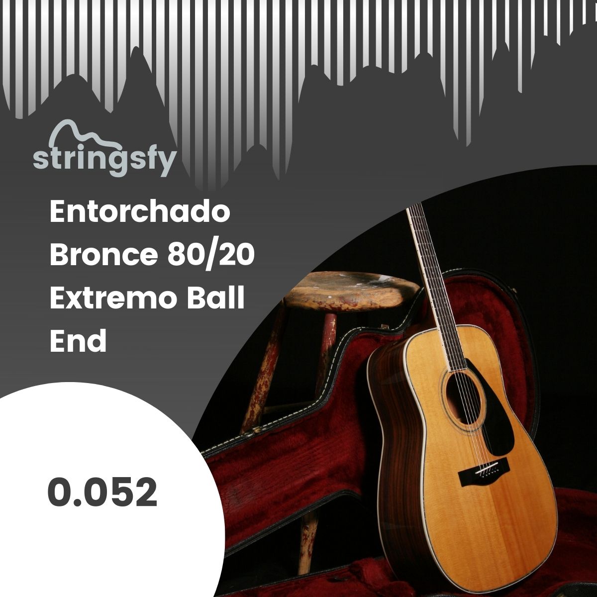 Entorchado Bronce 80/20 Extremo Ball End 0.052 Para Guitarra Electroacústica