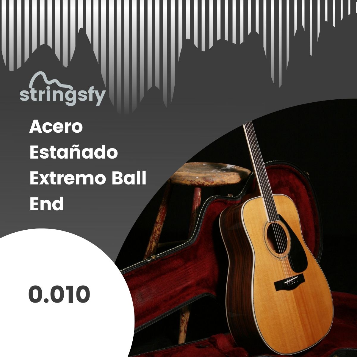 Acero Estañado Extremo Ball End 0.010 Para Guitarra Electroacústica