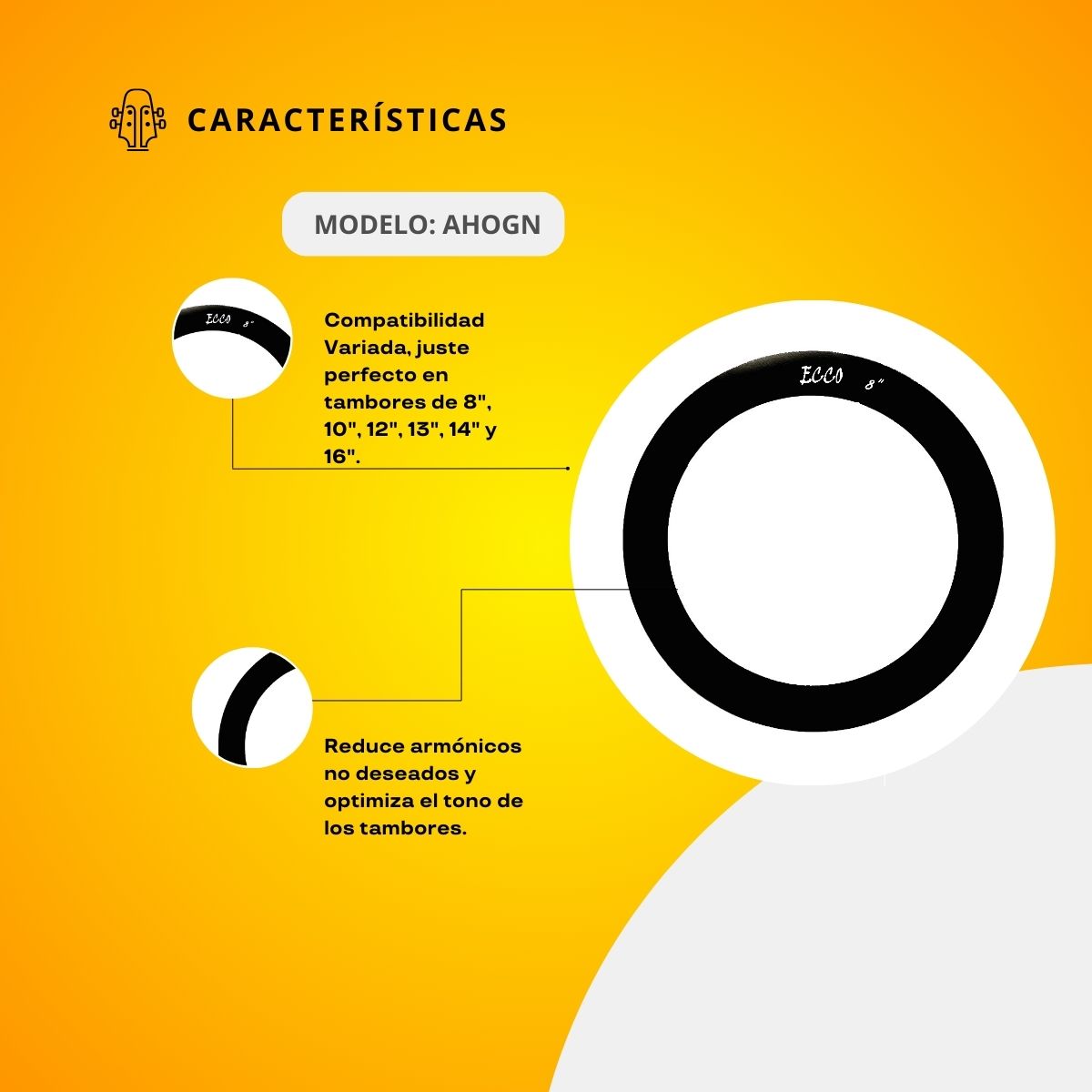 Ahogadores Para Batería En Color Negro AHOGN