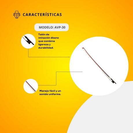 Arco Para Violín De 4/4 Con Talón De Imitación De Ébano AVP-30