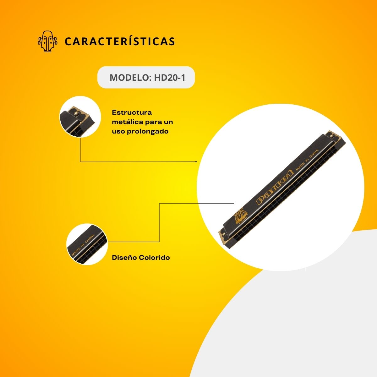 Armónica Metálica de 20 Hoyos Dobles HD20-1