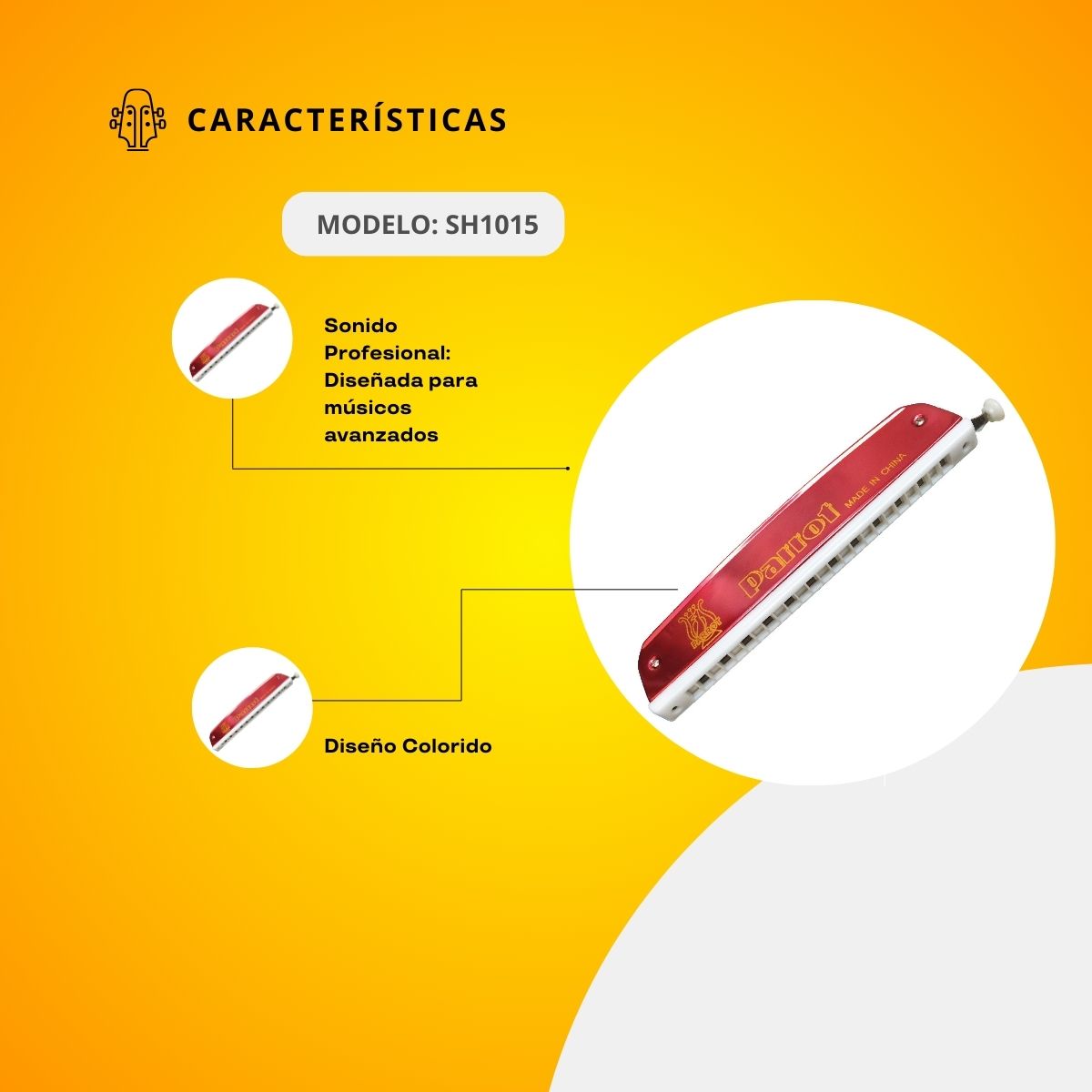 Armónica Profesional con Placas Metálicas Cromadas de 24 Hoyos SH1015