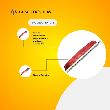 Armónica Profesional con Placas Metálicas Cromadas de 24 Hoyos SH1015