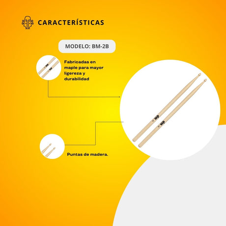 Baqueta de Maple Punta de Madera 2B BM-2B