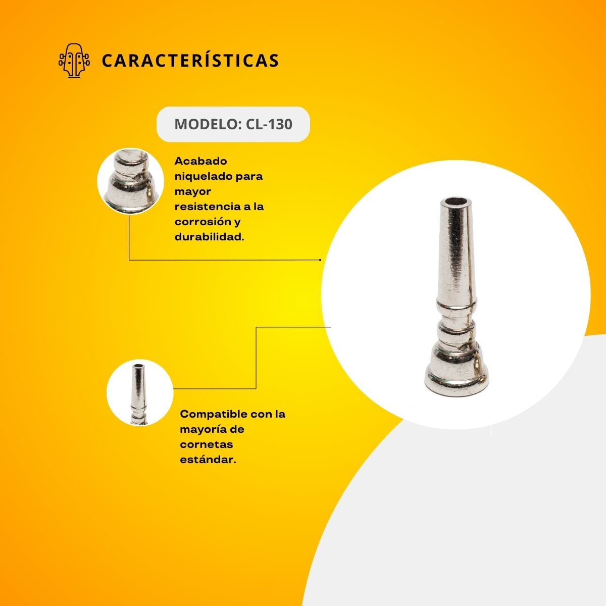 Boquilla Niquelada Para Corneta CL-130