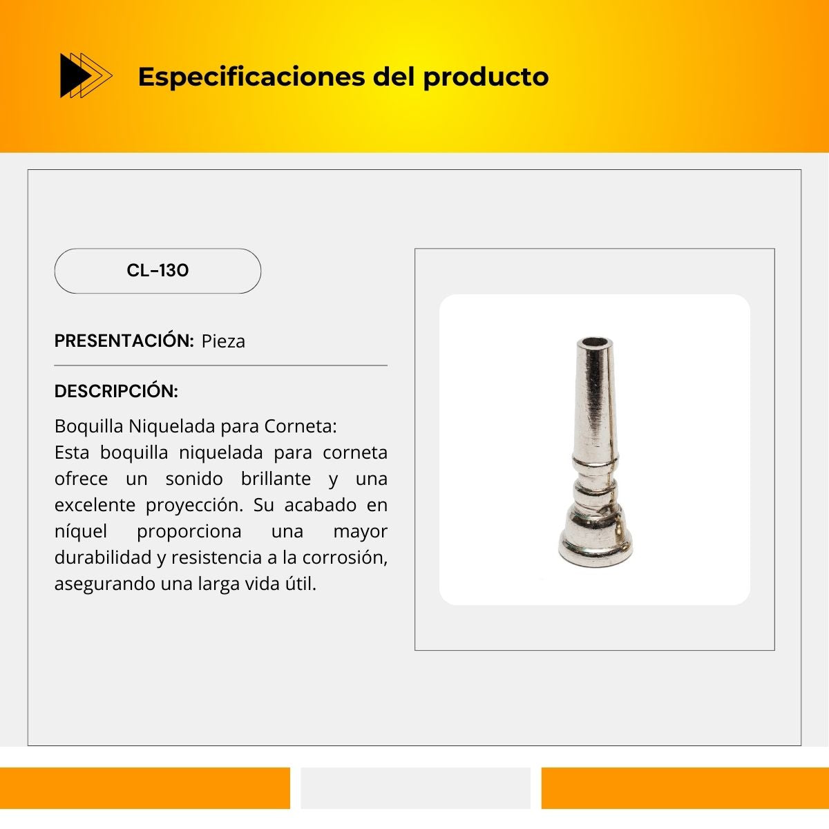 Boquilla Niquelada Para Corneta CL-130