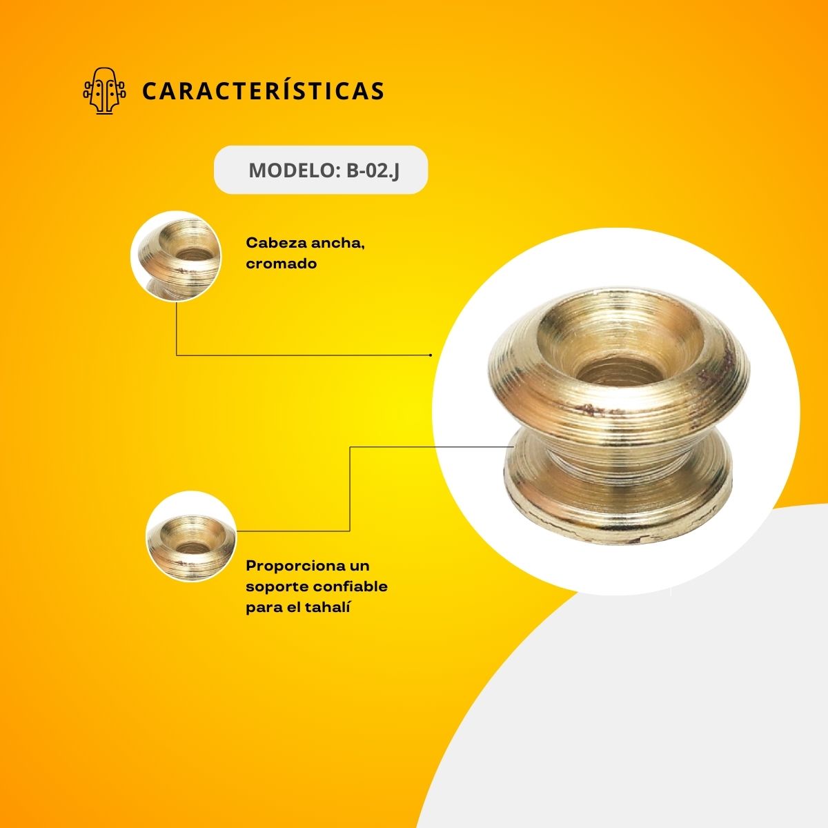 Botón Cromado Para Tahalí Cabeza Ancha B-02.J