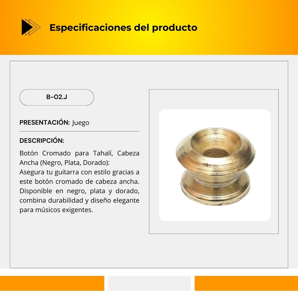Botón Cromado Para Tahalí Cabeza Ancha B-02.J