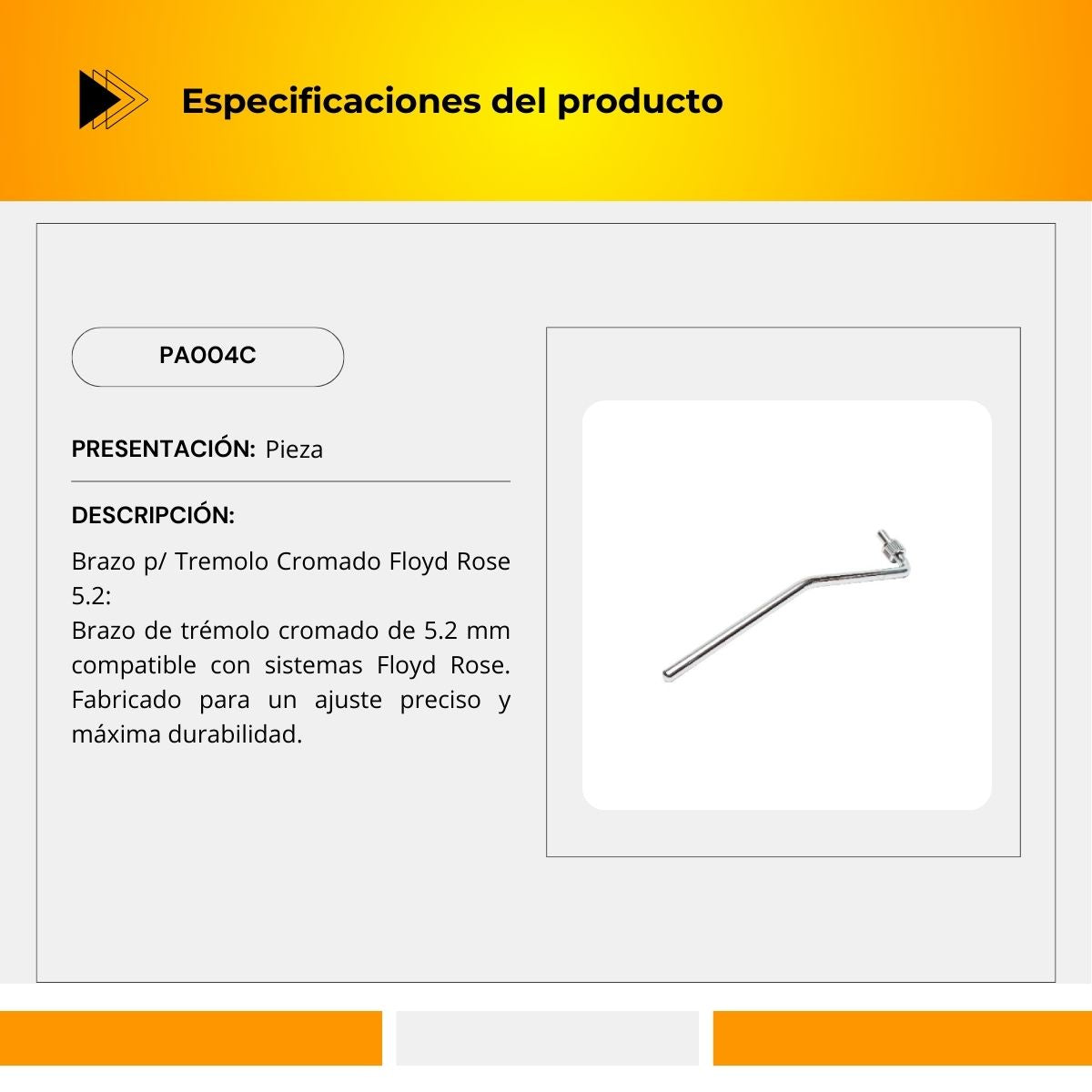 Brazo Cromado De Tremolo Para Sistema Floyd Rose 5.2 PA004C