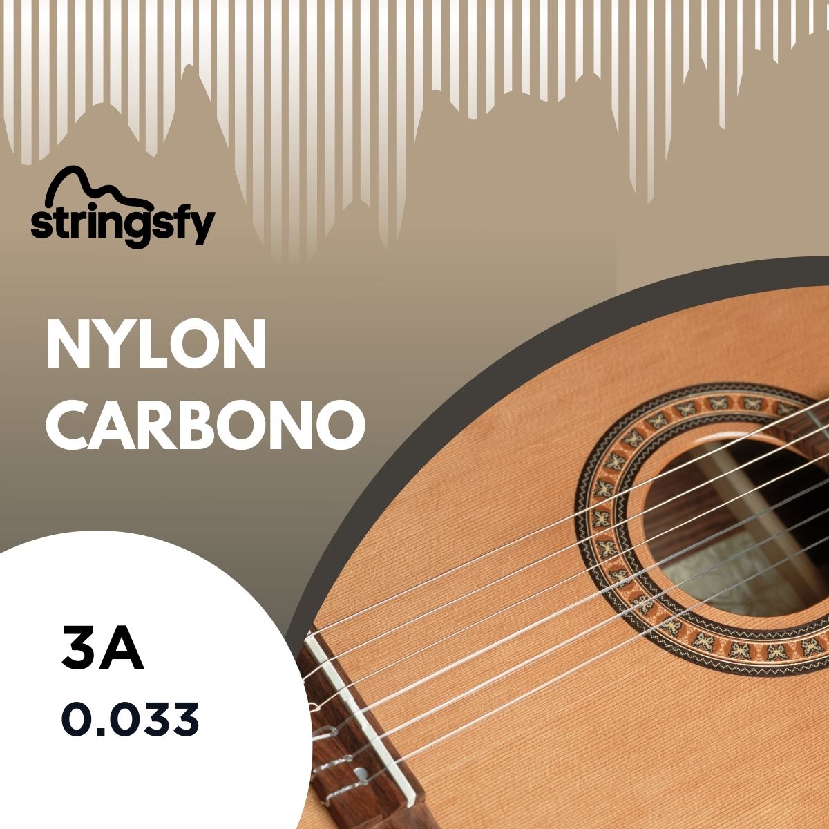 3º Cuerda Nylon Carbono Guitarra Clásica 0.33