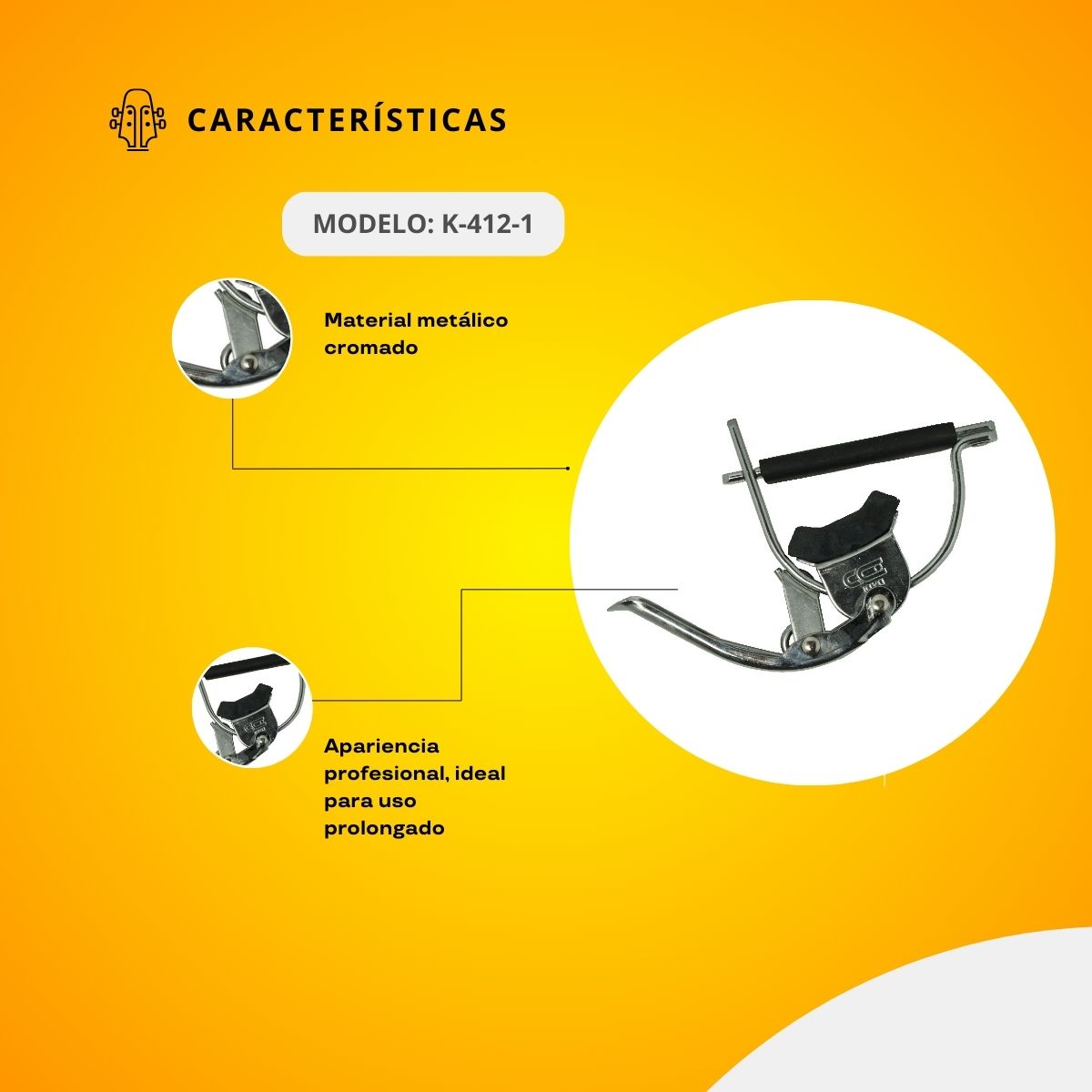 Capo Automático Metálico Cromado Para Guitarra Clásica K-412-1