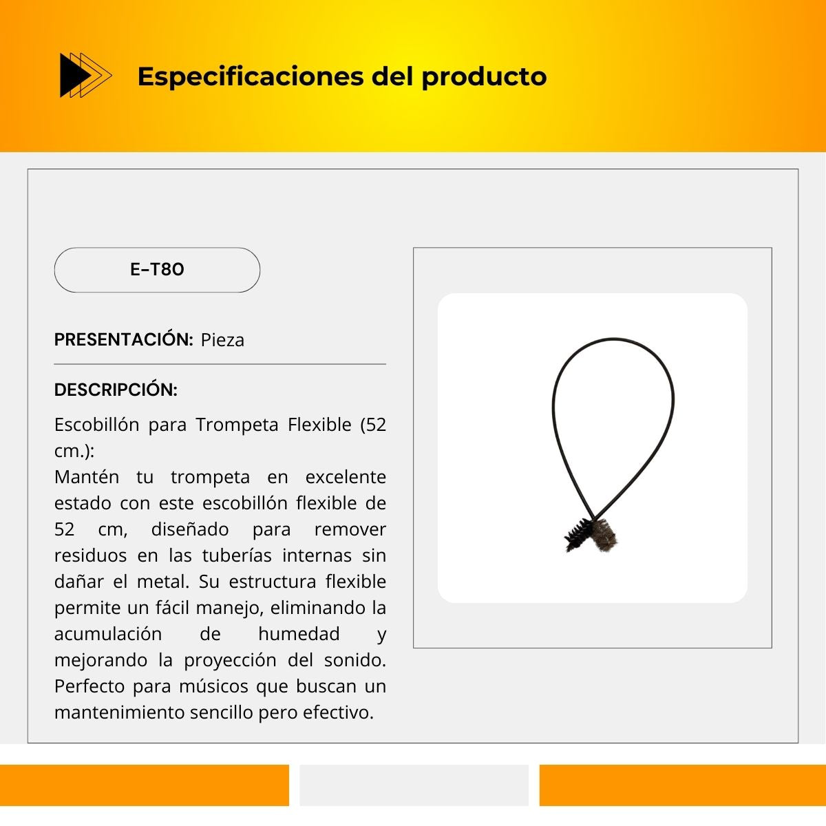 Escobillón Para Trompeta Flexible E-T80