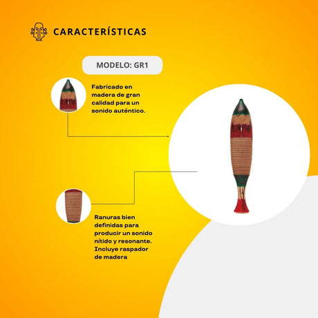 Güiro De Madera Tamaño Mediano GR1