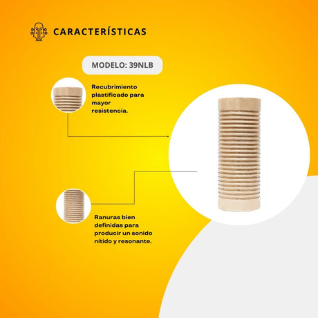 Güiro de Madera Plastificado Nácar Liso Tono Bajo 39NLB