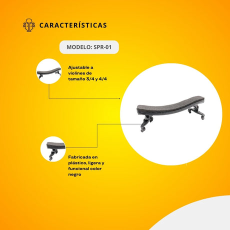 Hombrera De Plástico Para Violín 3/4 y 4/4 SPR-01
