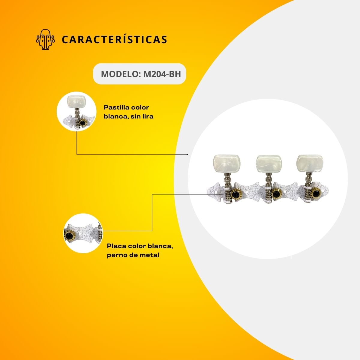 Maquinaria Blanca Para Guitarra Clásica M204-BH